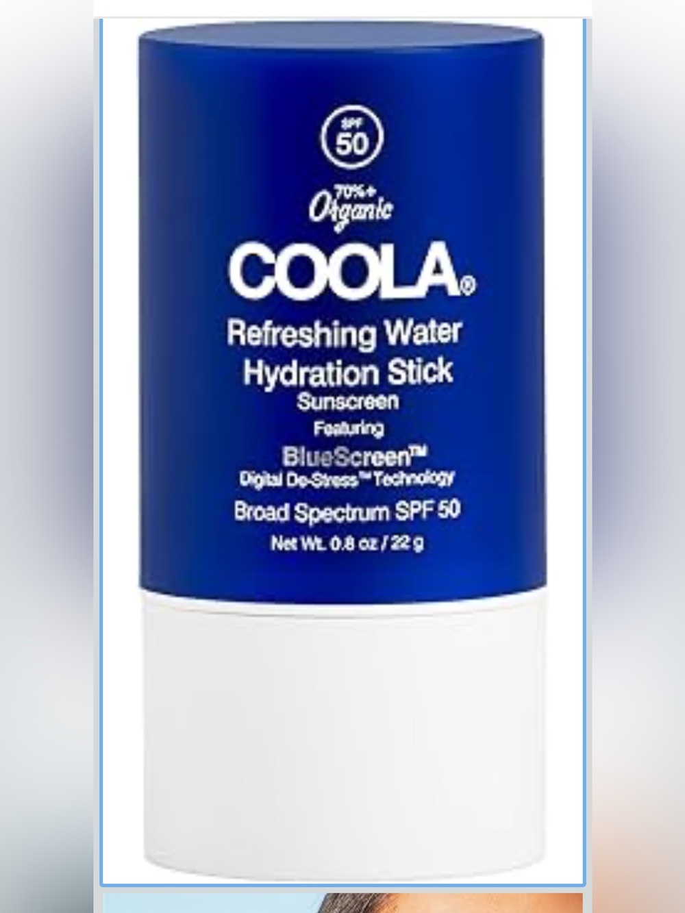 COOLA Organic Refreshing Water Stick Face Moisturizer with SPF 50